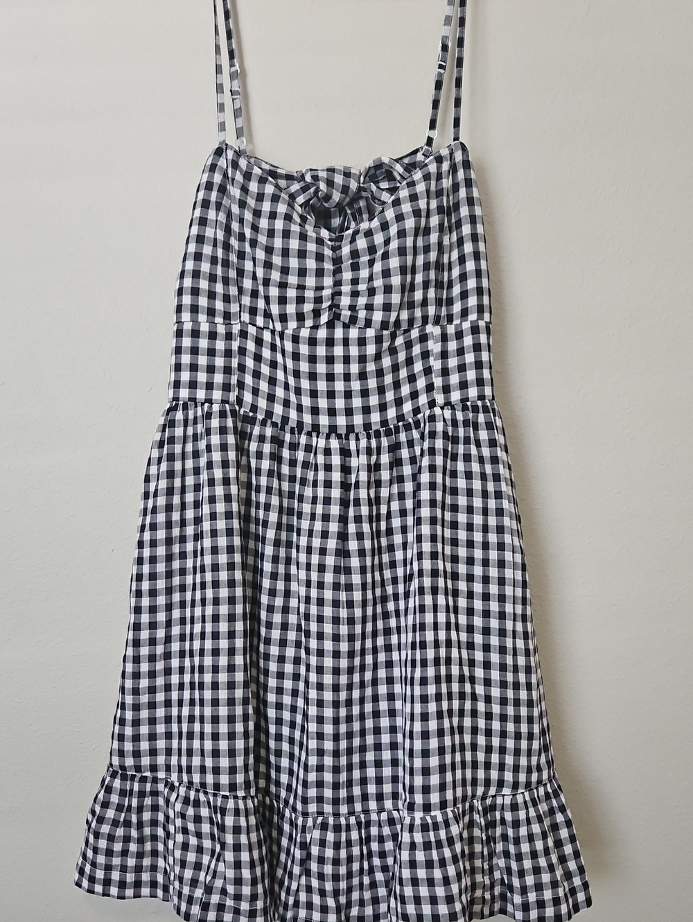 American Eagle   100% Cotton White and Black  Gingham Mini Sundress NWT Large